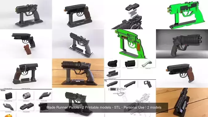 Blade Runner Pistols - 2 Printable models - STL - Personal Use 3D Model Collection