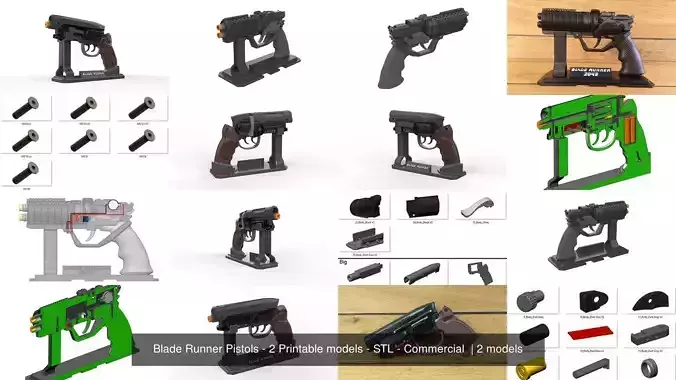 Blade Runner Pistols - 2 Printable models - STL - Commercial  3D Model Collection Blade Runner Pistols - 2 Printable models - STL - Commercial  3D Model Collection