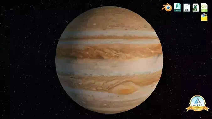 Beautiful Planet Jupiter 8K Texture Low-poly 3D model