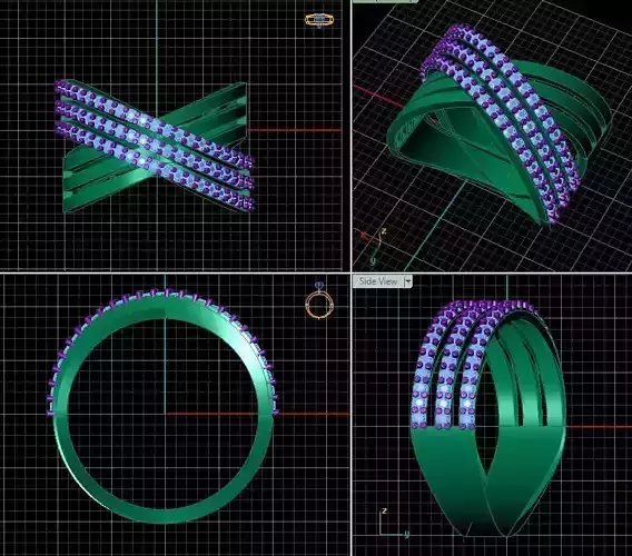 Diamond 3 bend strip ring Free 3D print model