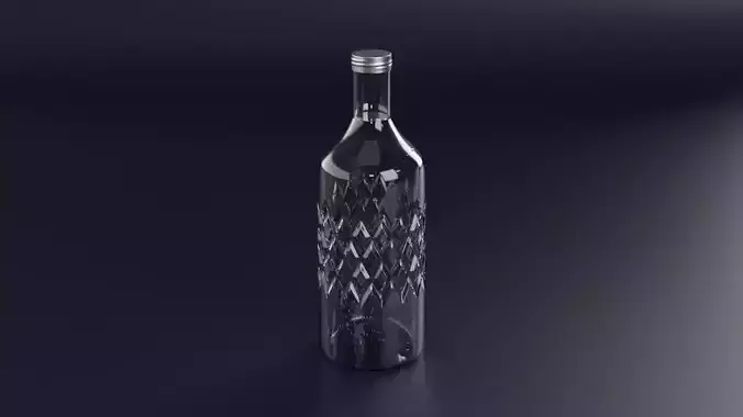 Diamond Glass Water Bottle 3D model Diamond Glass Water Bottle 3D model