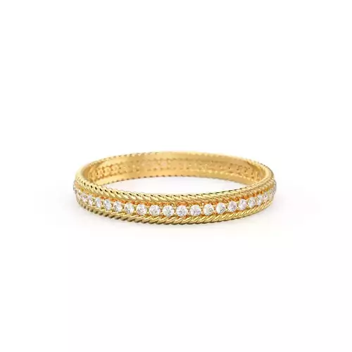 Twisted Rope Gold Diamond Wedding Band Eternity Prong Ring