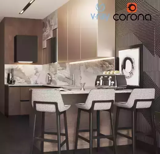 Modern veneered kitchen