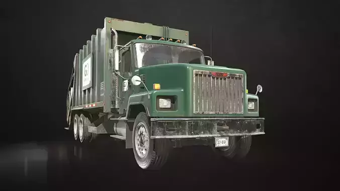 Classic Garbage Truck Low-poly 3D model