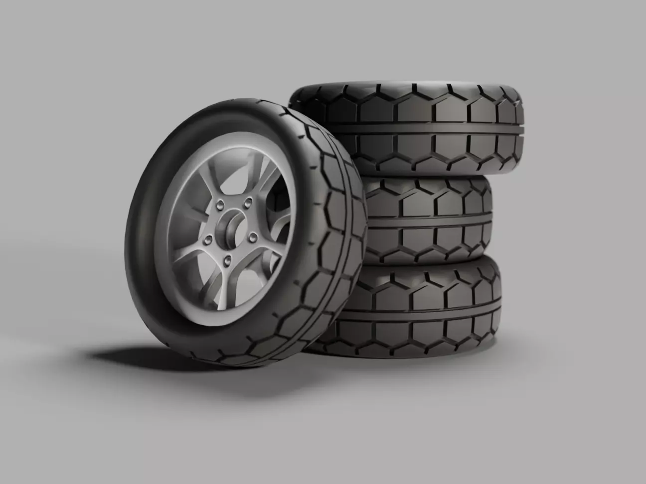 Car Rubber Tyres 02 Low-poly 3D model
