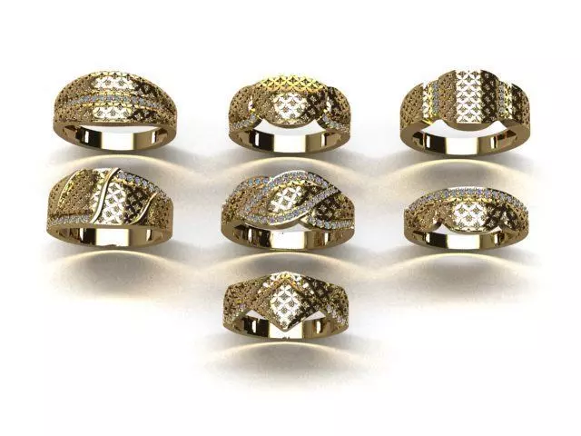 there are 7 jewelry rings in this file 3D Model Collection_0