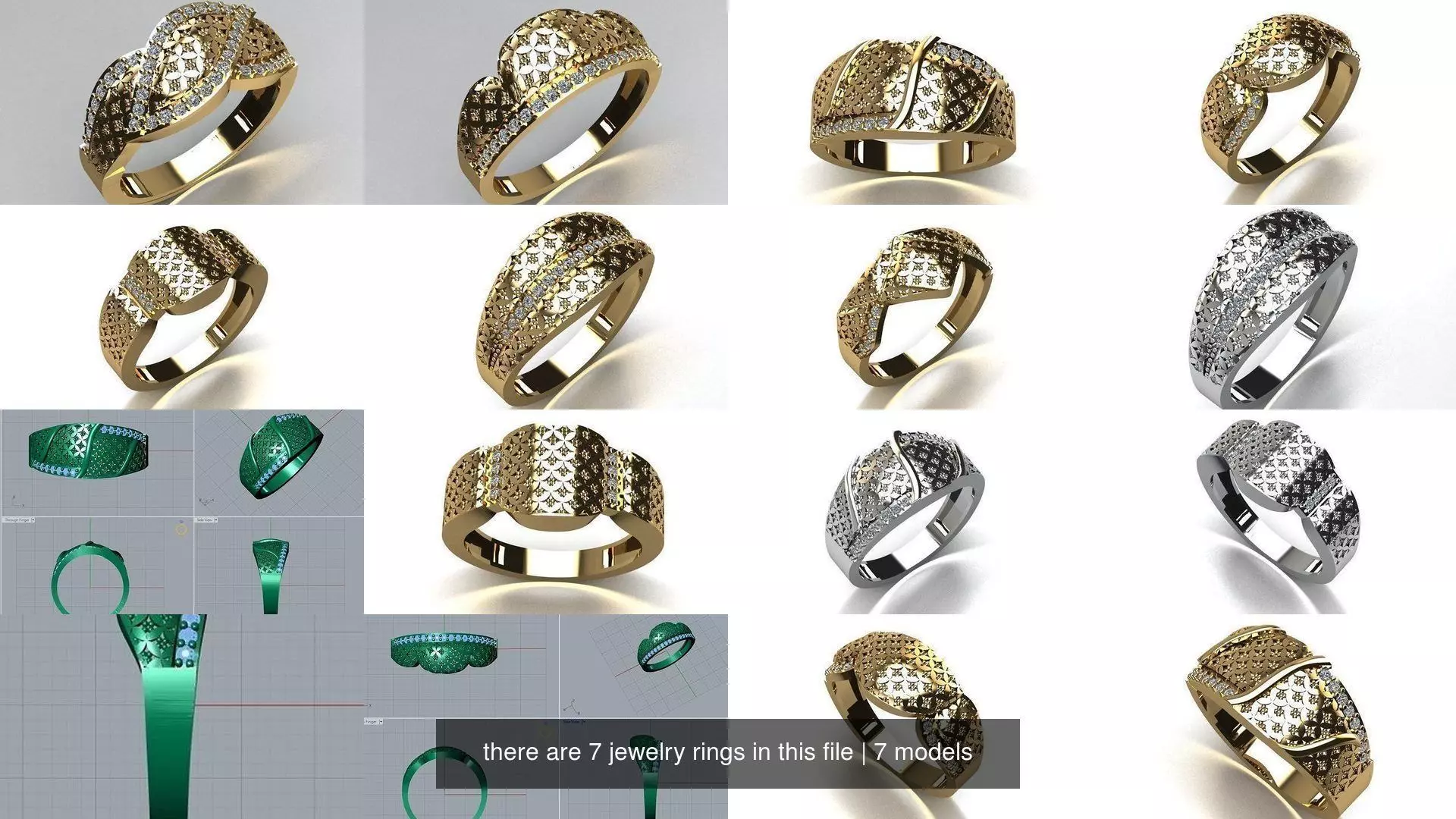 there are 7 jewelry rings in this file 3D Model Collection_1
