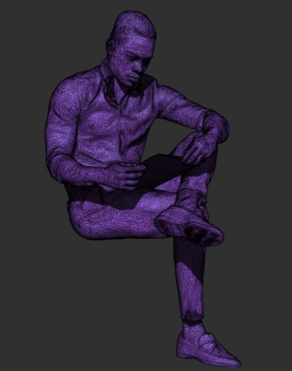Young man sitting and reading 394 Low-poly 3D model_5