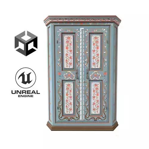 Scandinavian 1779 Decorated Wall Cupboard low poly pbr