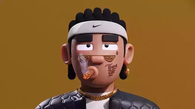 Stylized HipHop NFT Character Low-poly 3D model