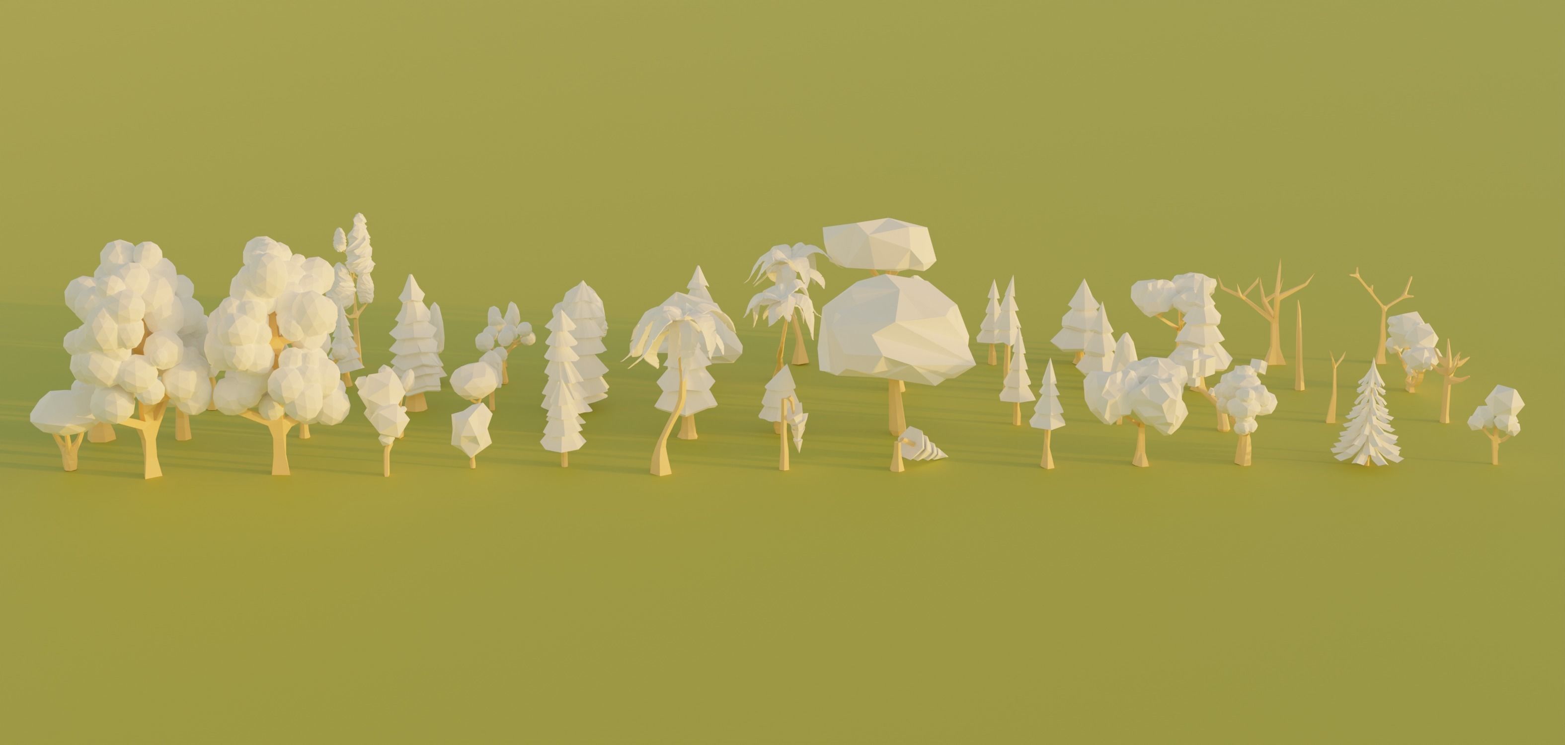 Low Poly Tree Asset Pack Low-poly 3D model_5