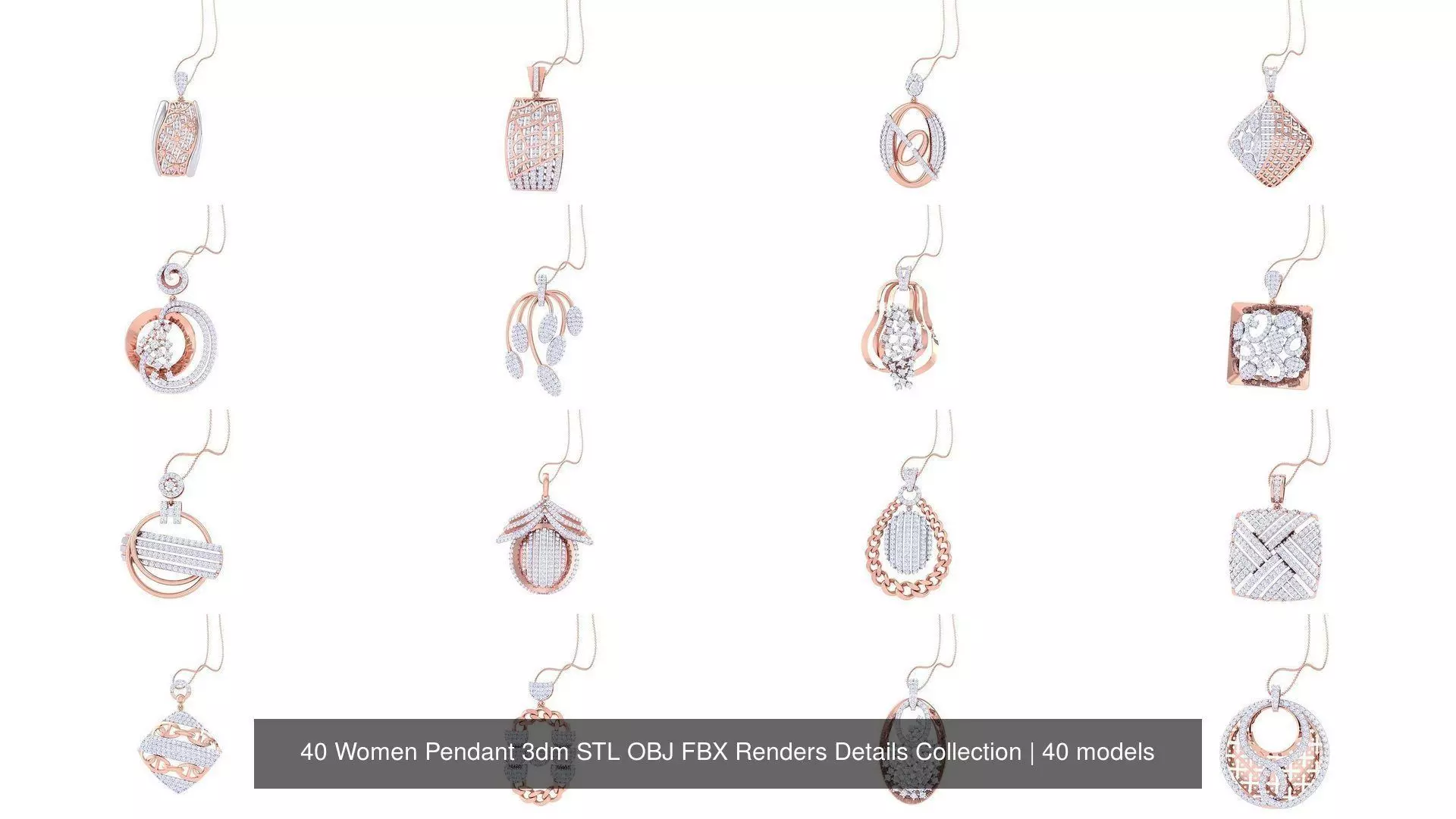 40 Women Pendant 3dm STL OBJ FBX Renders Details Collection _0