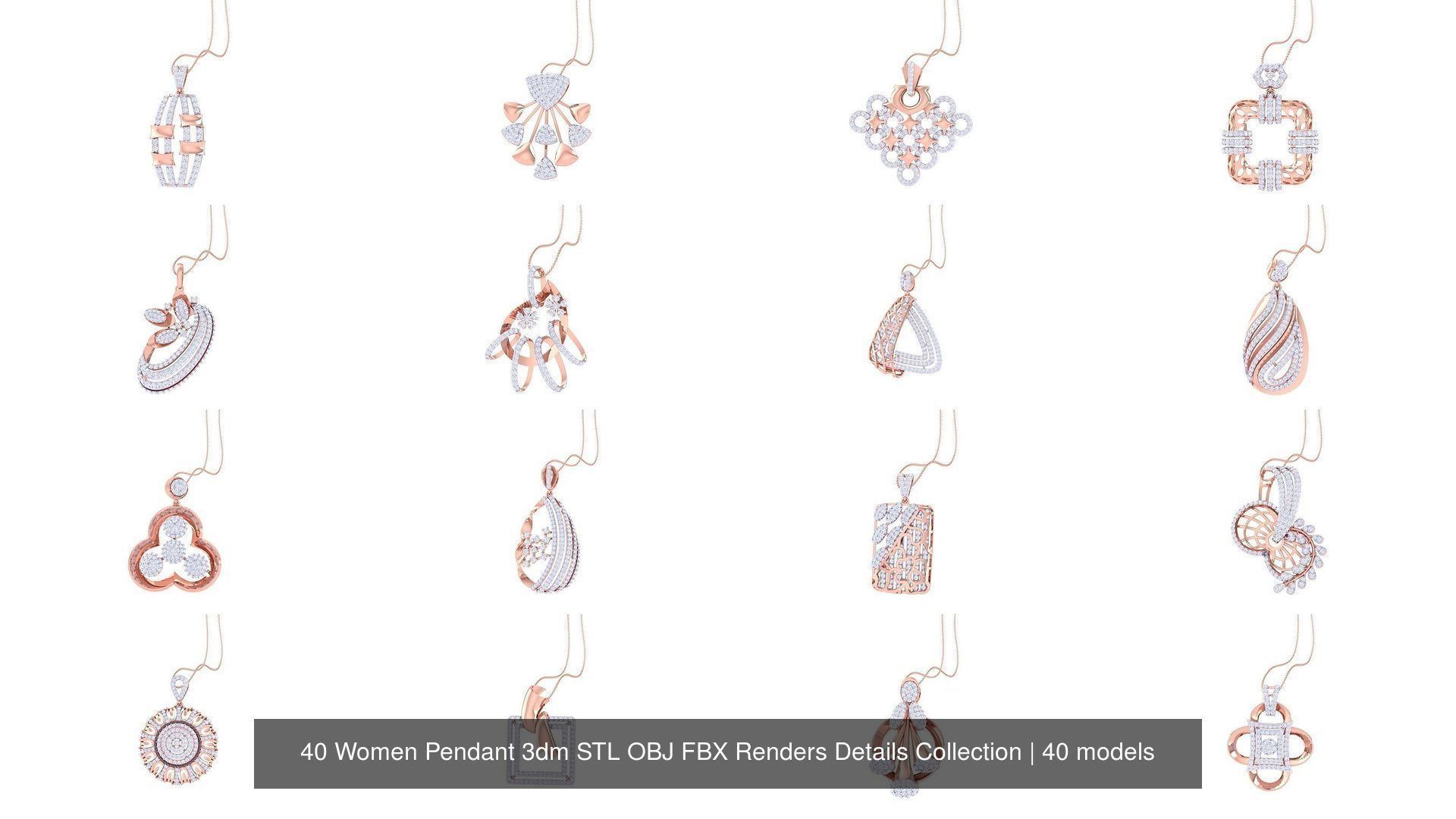 40 Women Pendant 3dm STL OBJ FBX Renders Details Collection _2