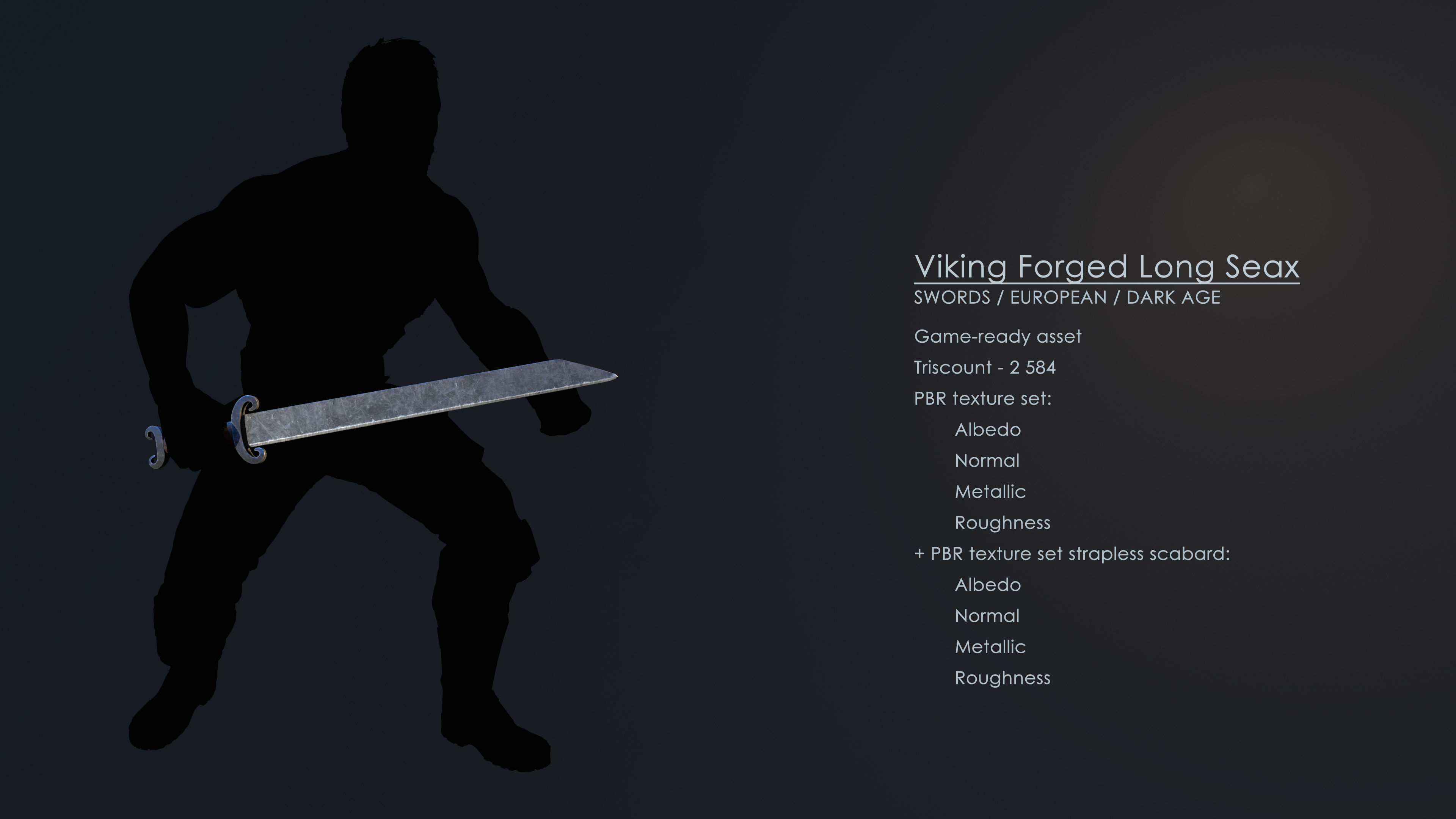 Viking Forged Long Seax Low-poly 3D model_13