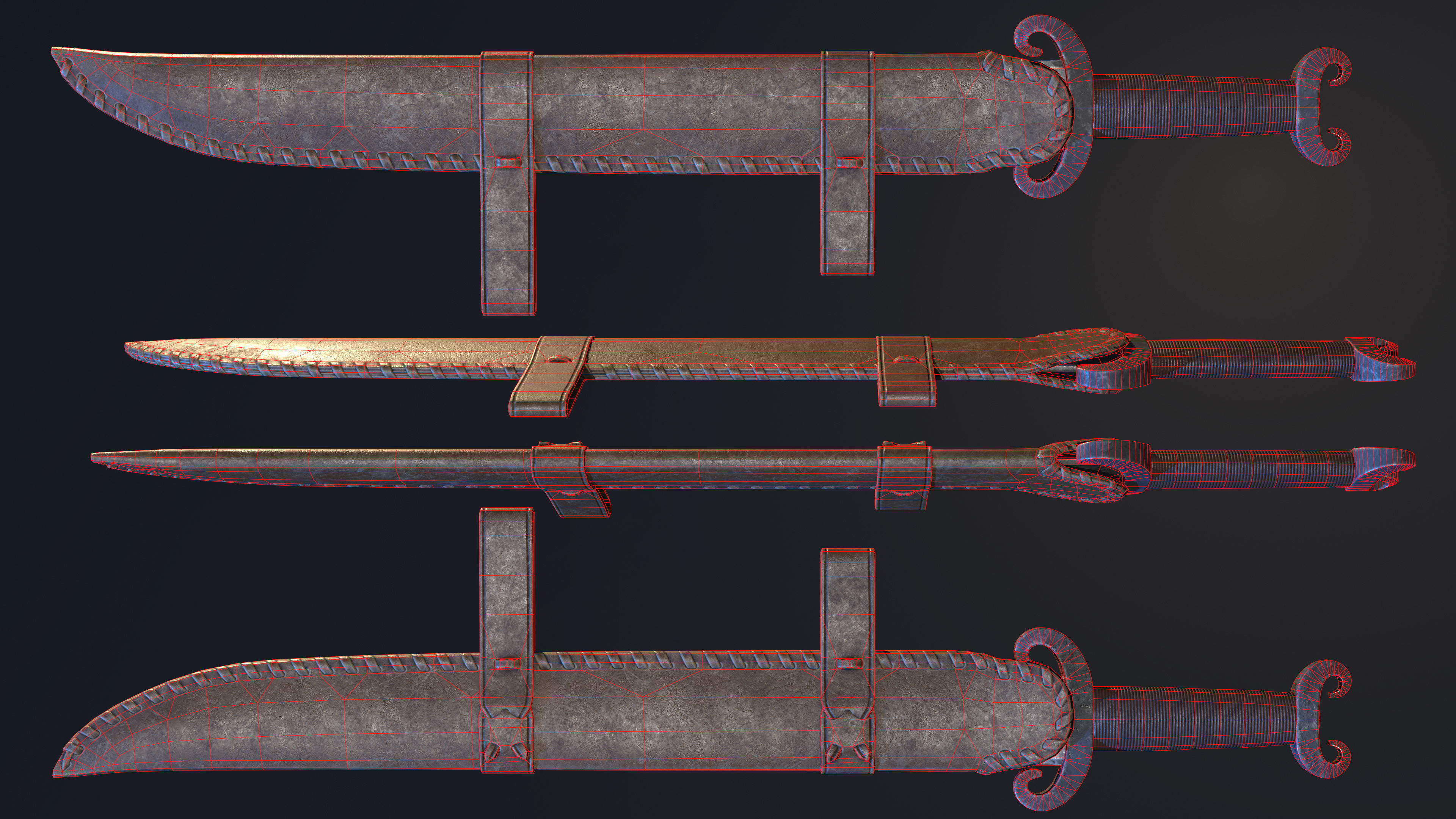 Viking Forged Long Seax Low-poly 3D model_6