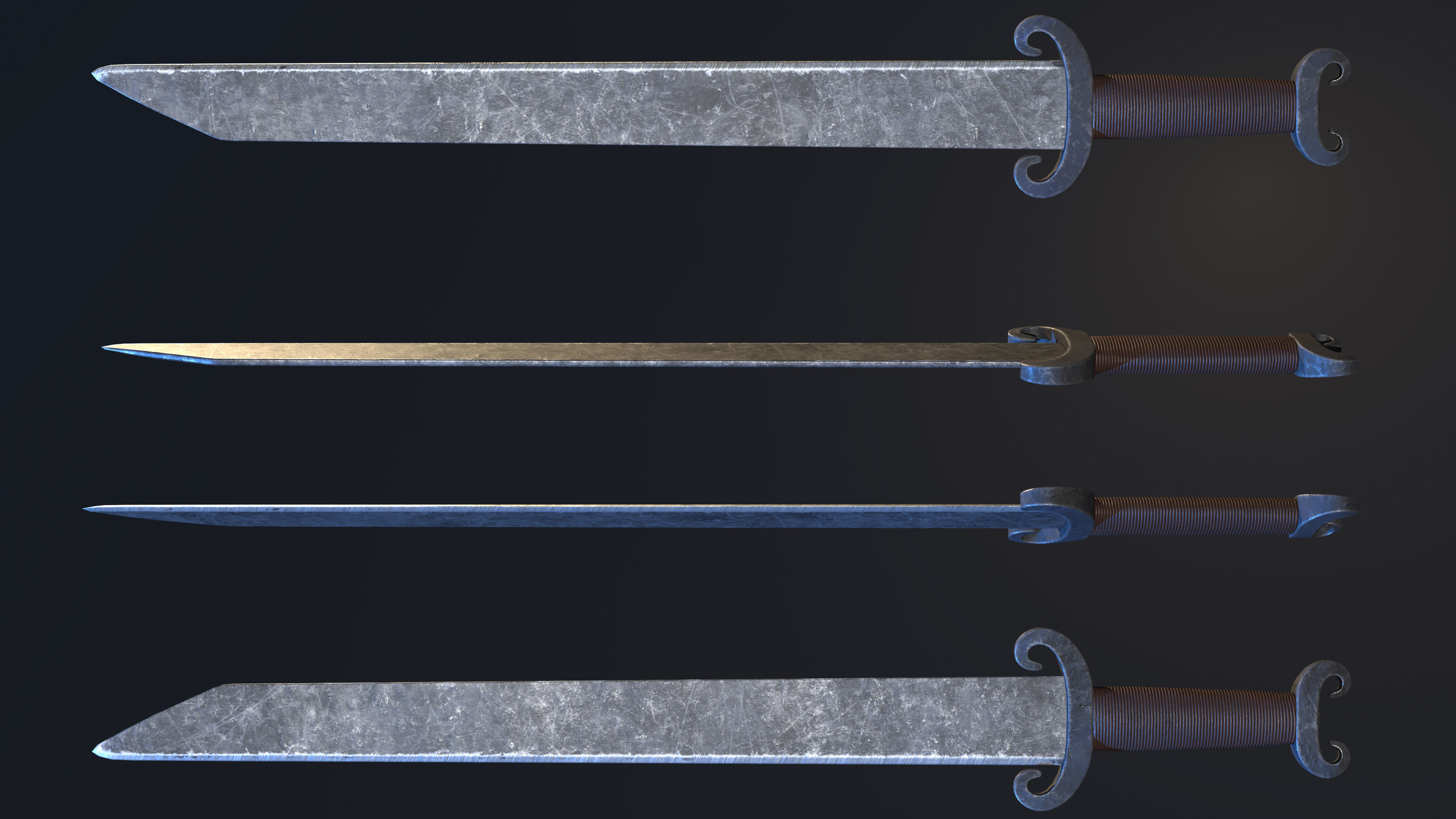 Viking Forged Long Seax Low-poly 3D model_9