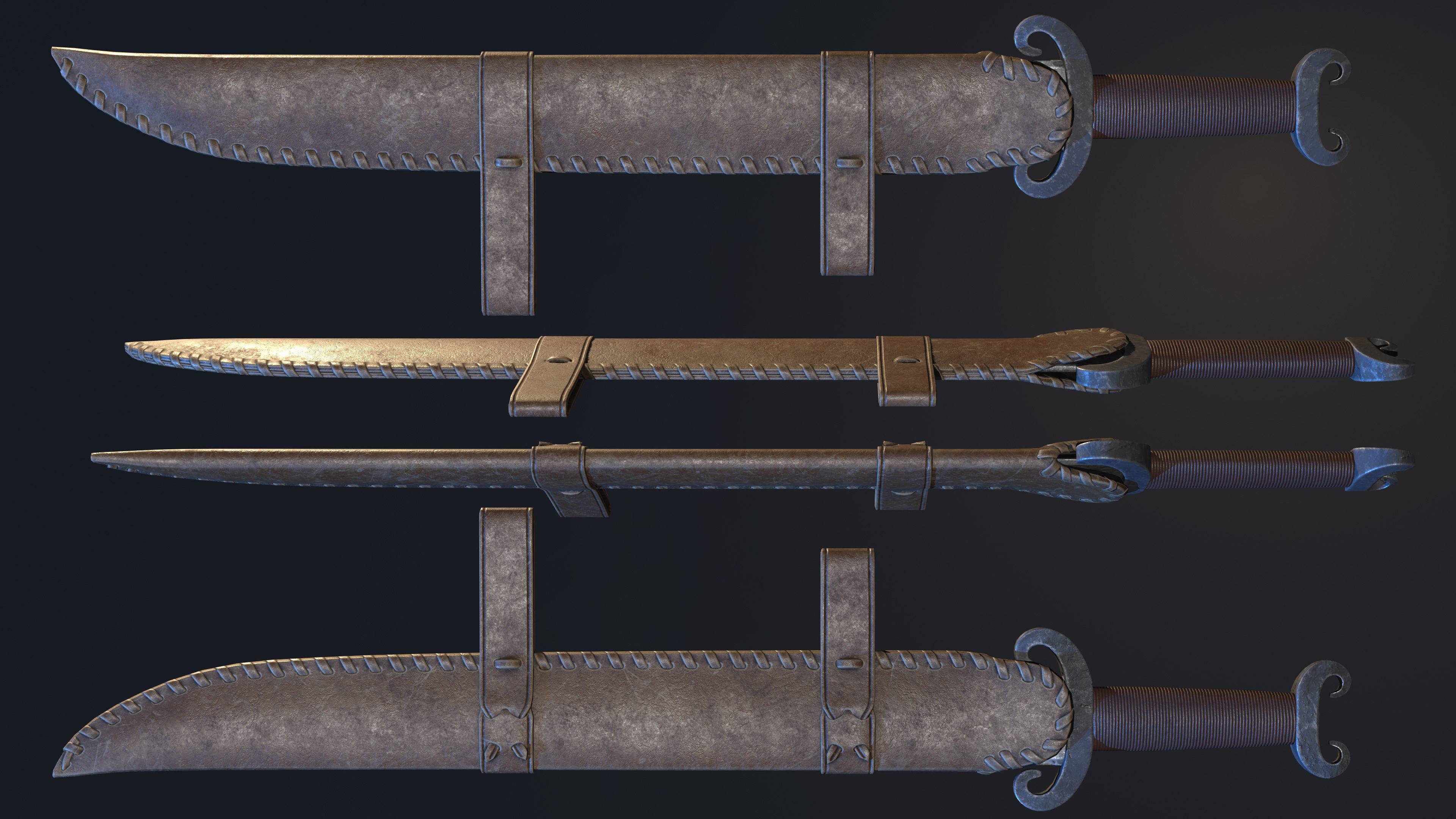 Viking Forged Long Seax Low-poly 3D model_5