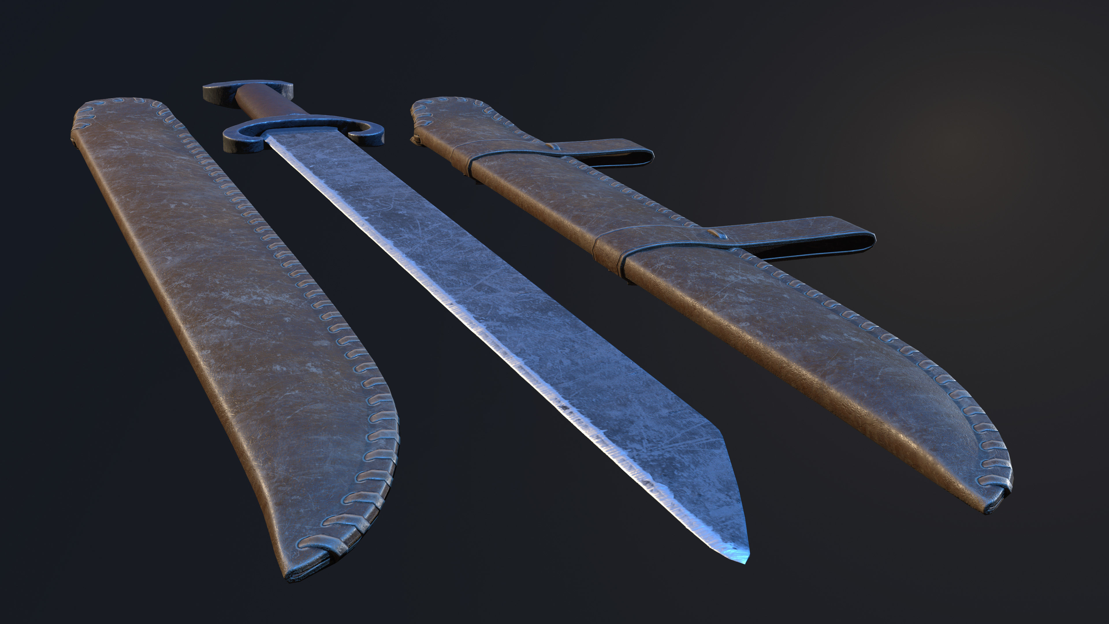 Viking Forged Long Seax Low-poly 3D model_14