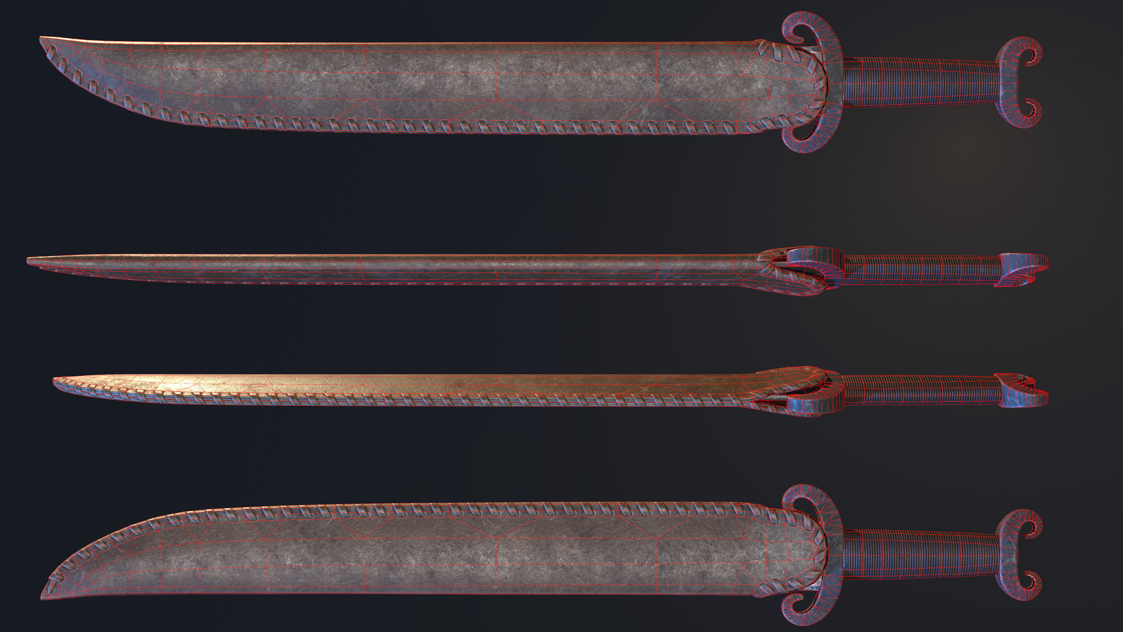 Viking Forged Long Seax Low-poly 3D model_8