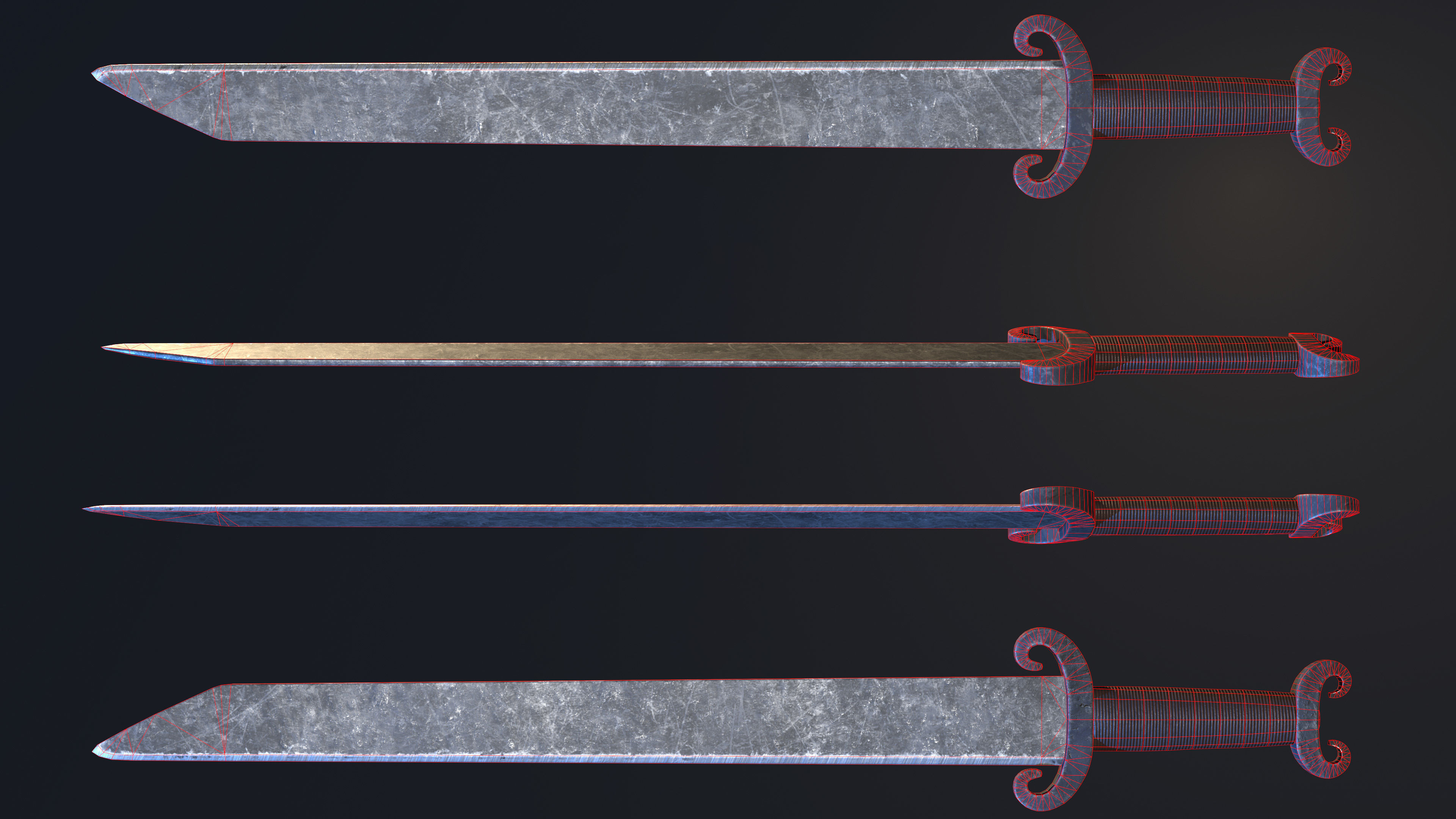 Viking Forged Long Seax Low-poly 3D model_10