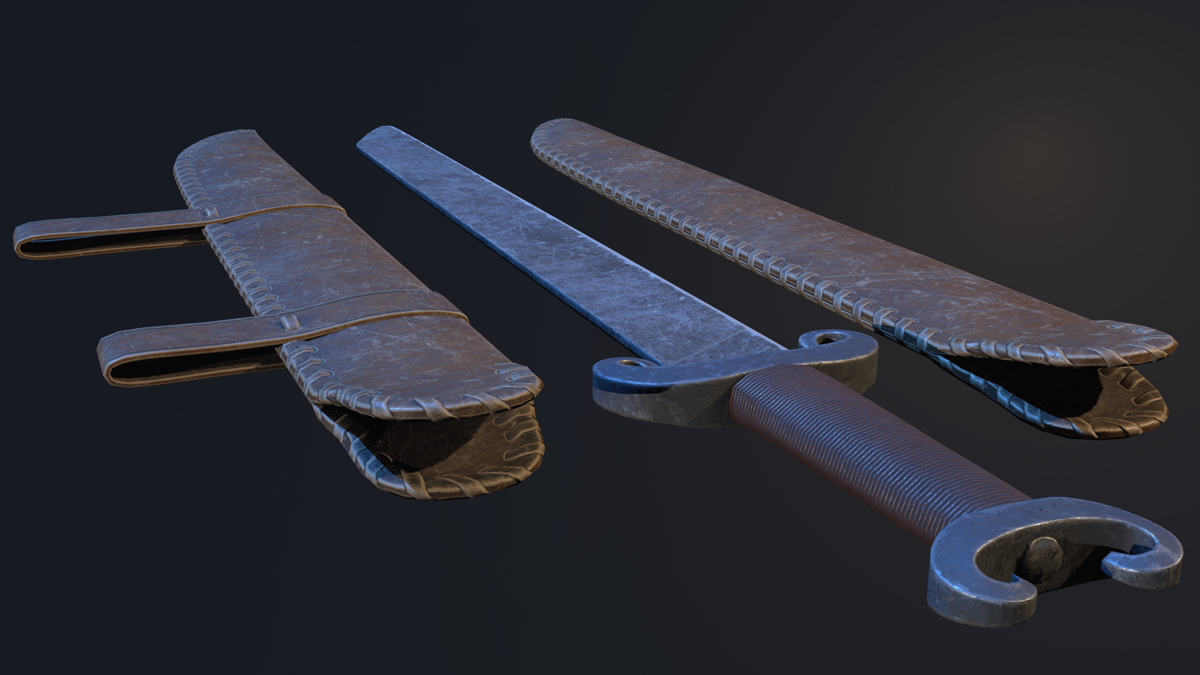 Viking Forged Long Seax Low-poly 3D model_15