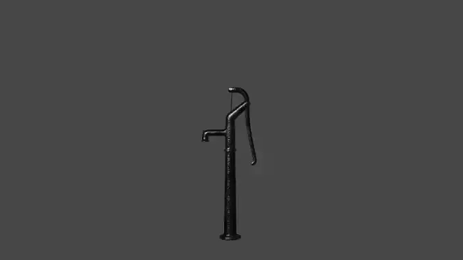 Game ready low poly tall water hand pump