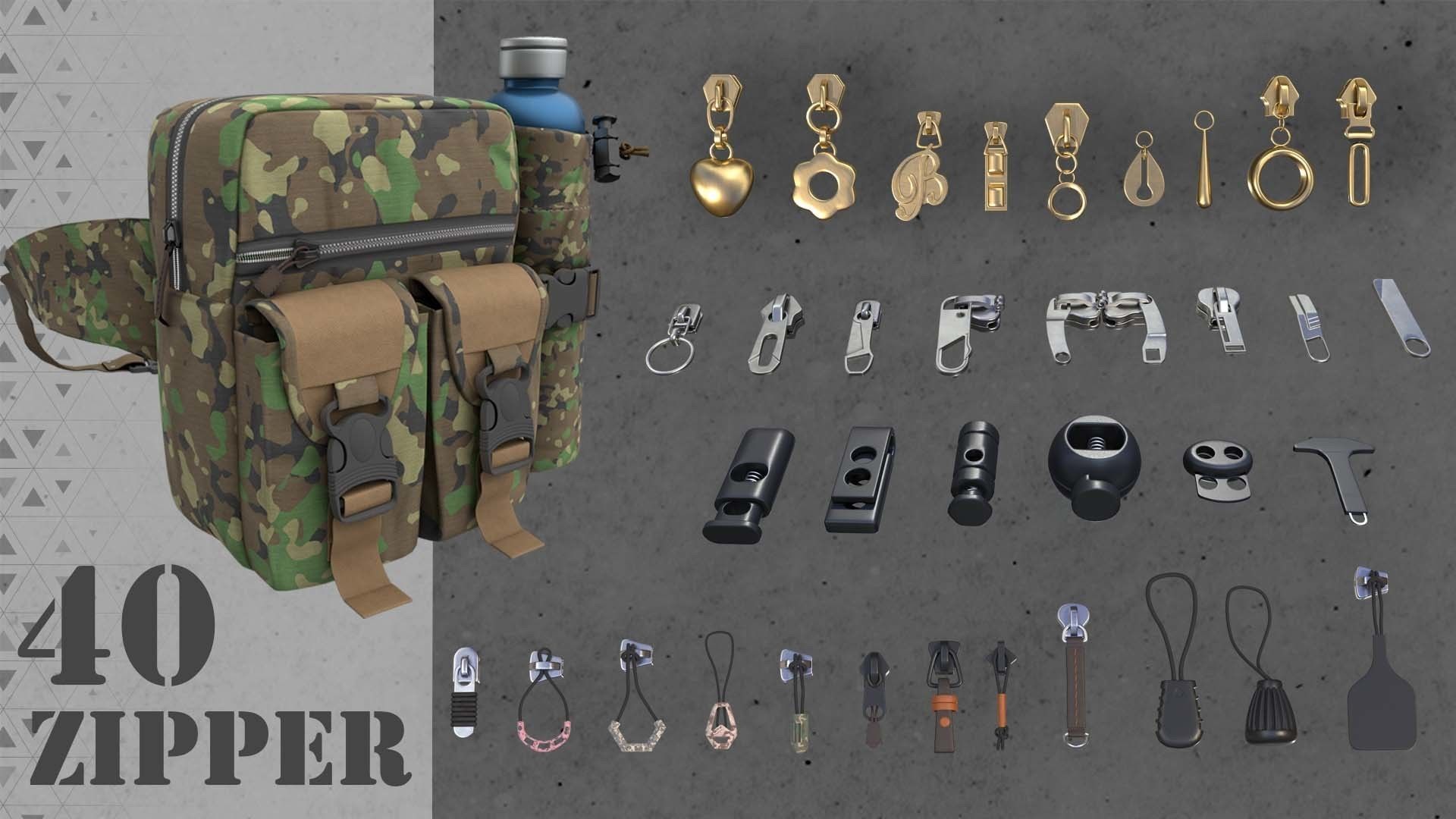 Buckles and Zipper 3D Model Collection_2