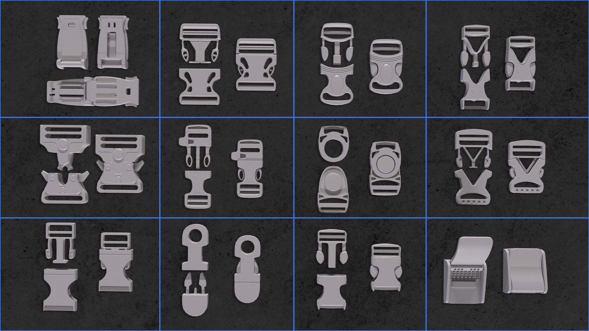 Buckles and Zipper 3D Model Collection_3
