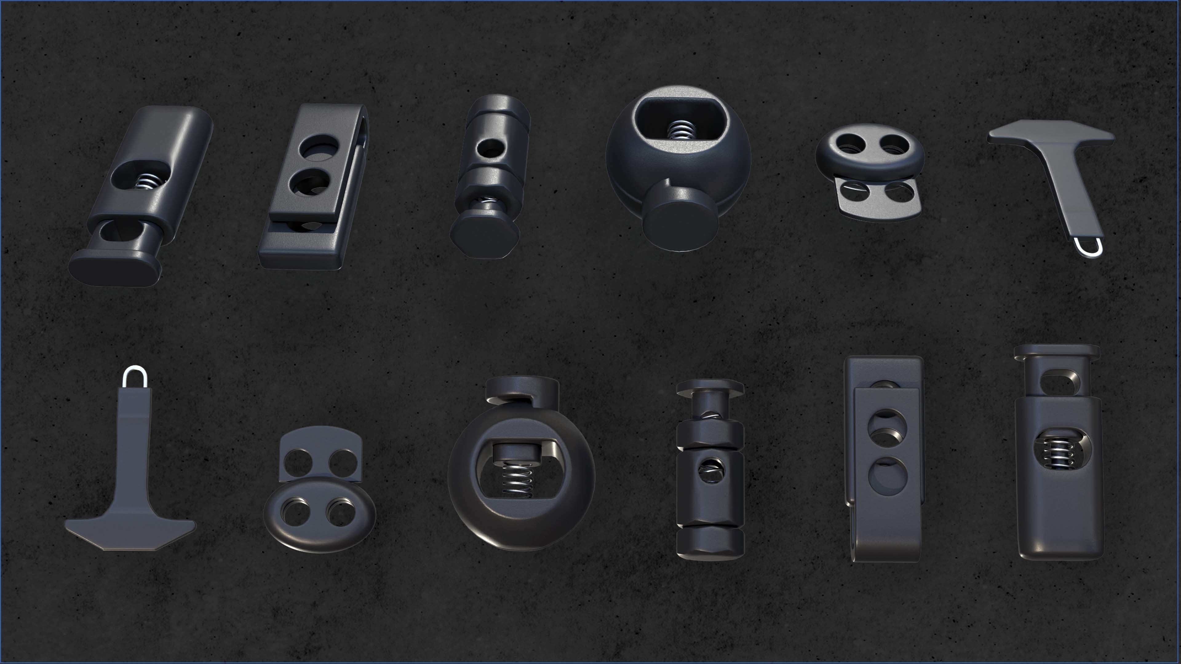 Buckles and Zipper 3D Model Collection_17
