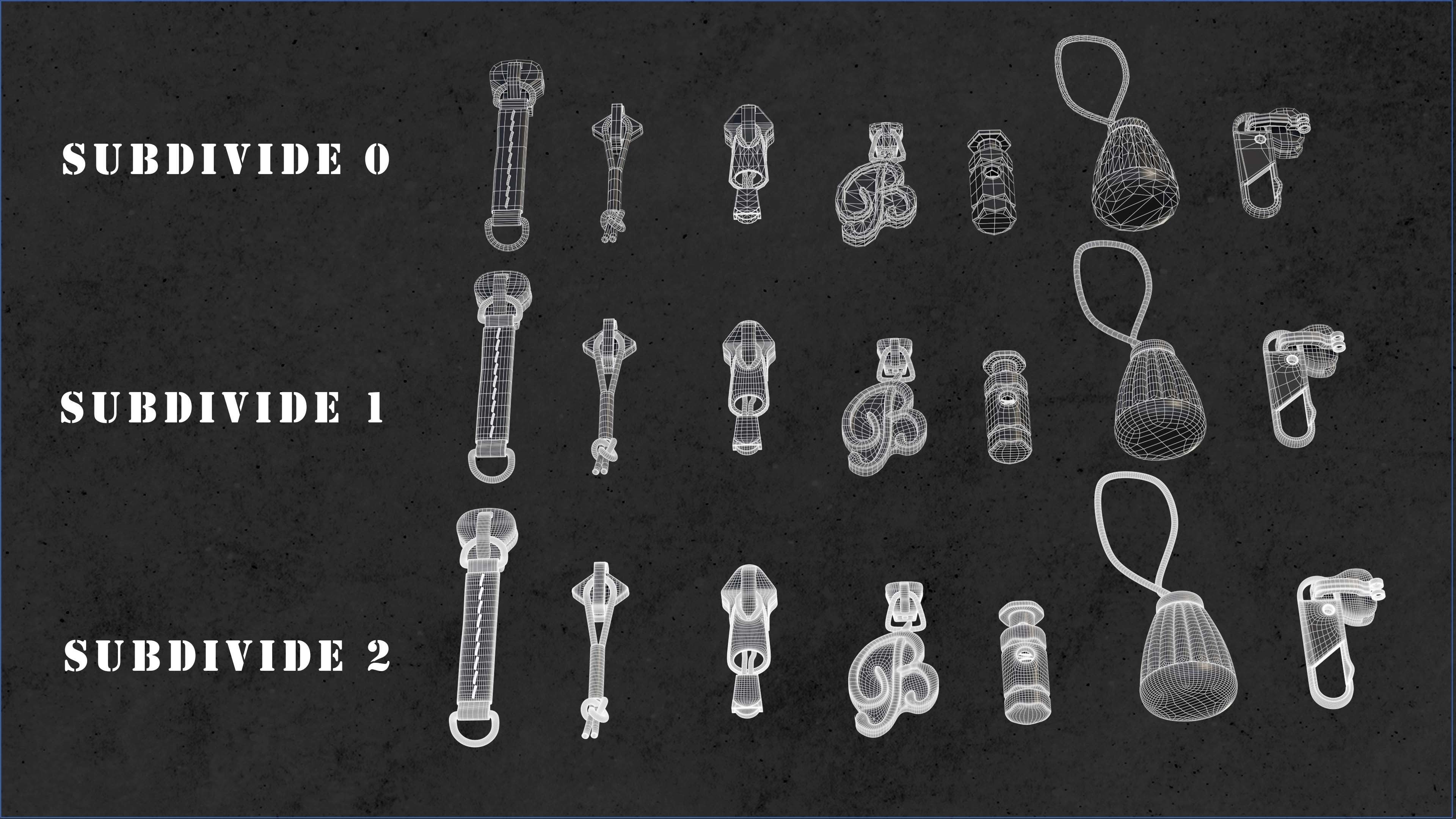 Buckles and Zipper 3D Model Collection_16