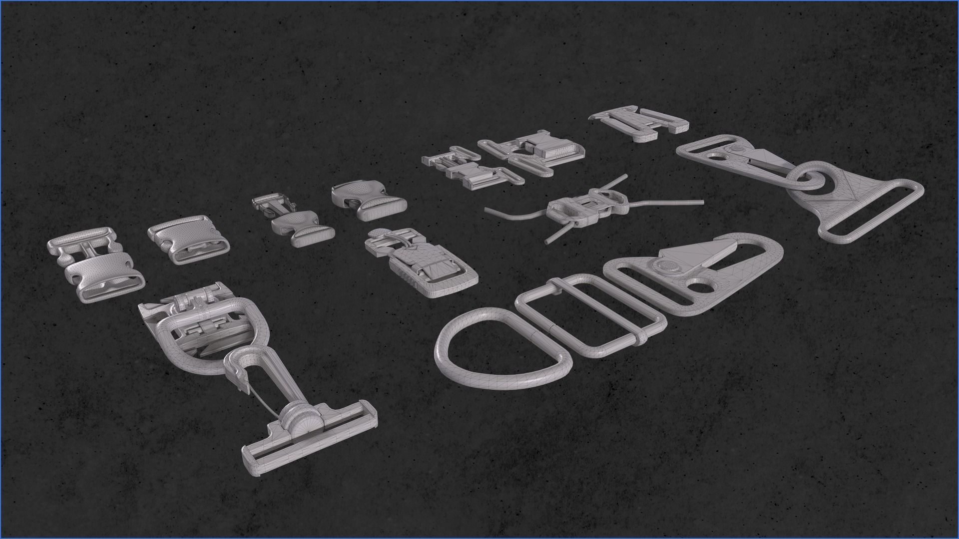 Buckles and Zipper 3D Model Collection_10