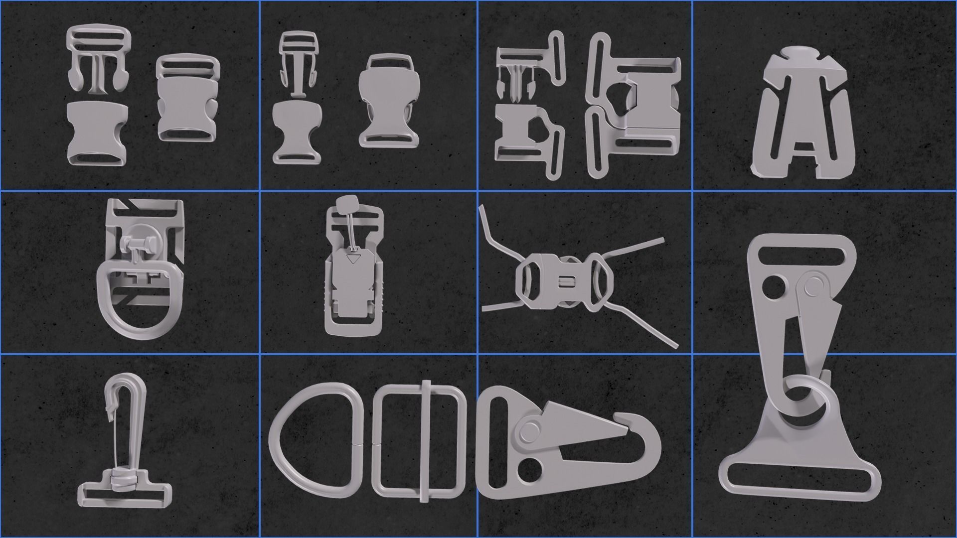 Buckles and Zipper 3D Model Collection_4