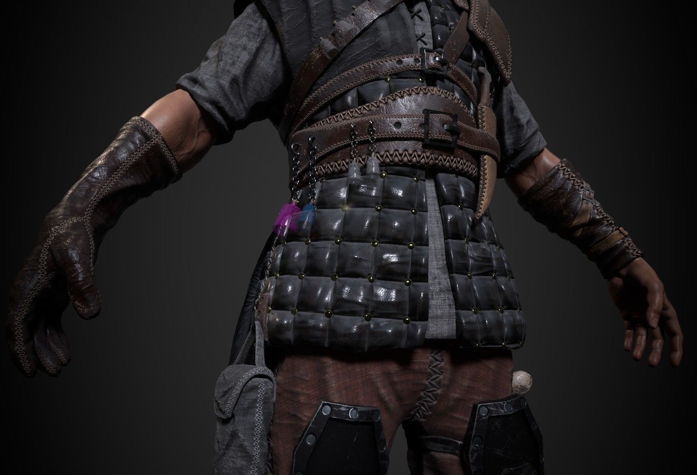 Alchemist 2 samurai wearing armor Low-poly 3D model_4