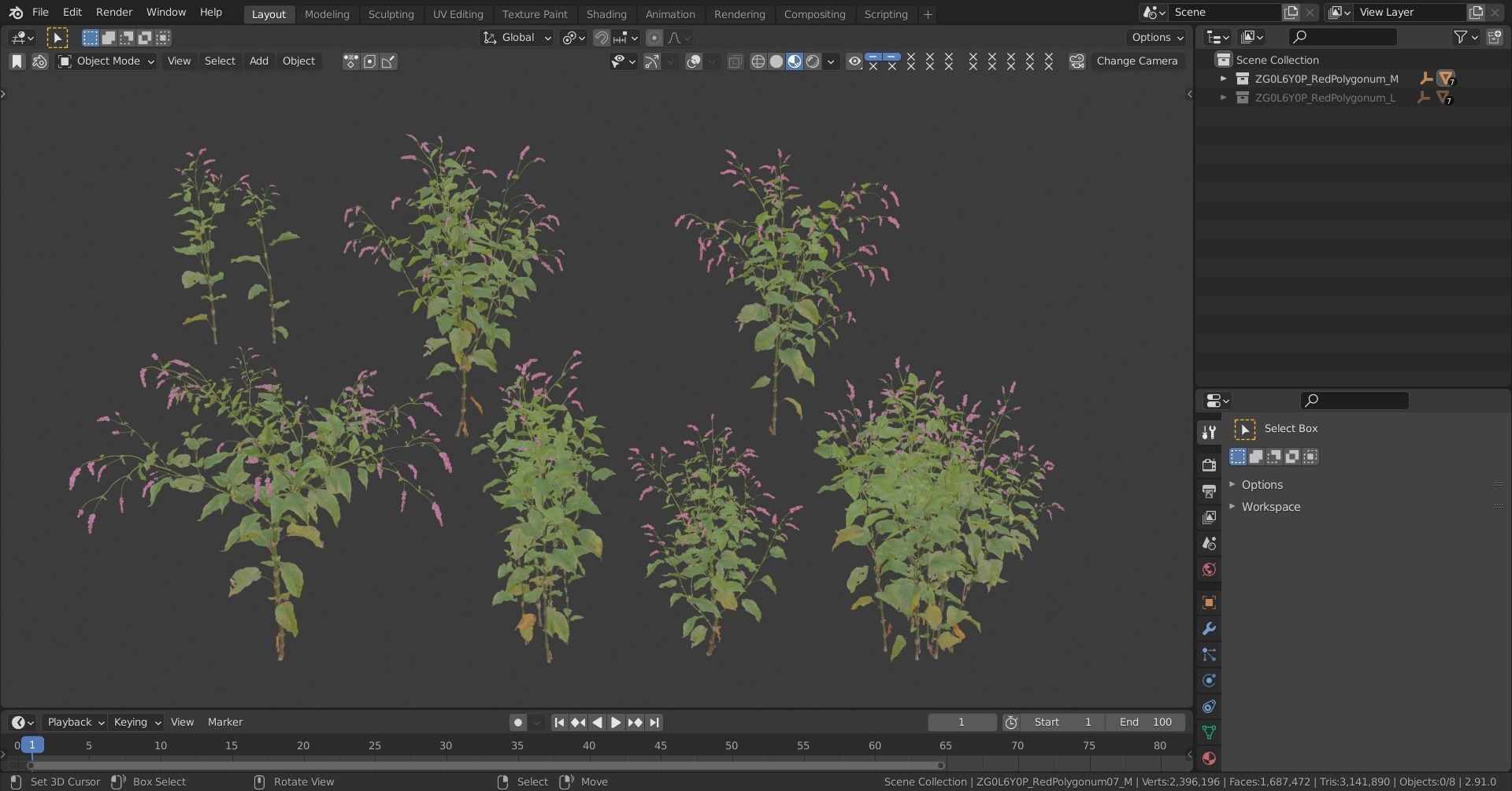 Red Polygonum VFX Grace Low-poly 3D model_12
