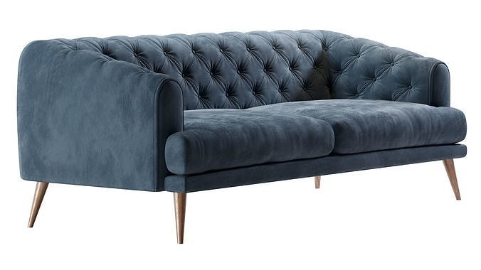 Earl Gray Modern Chesterfield Sofa 3D model
