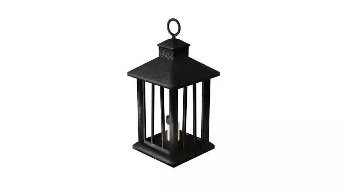 Game ready low poly Iron lantern