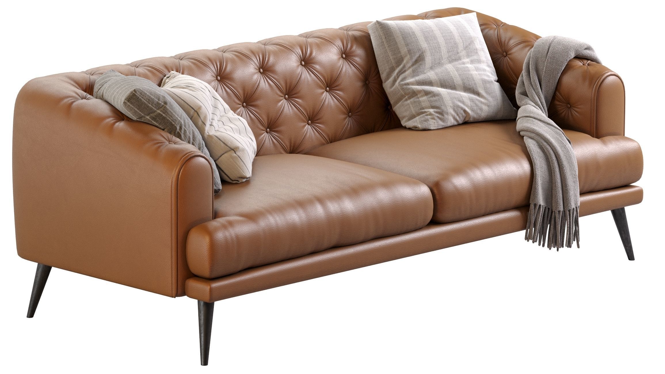 Earl Gray Modern Chesterfield Sofa 3D model_2