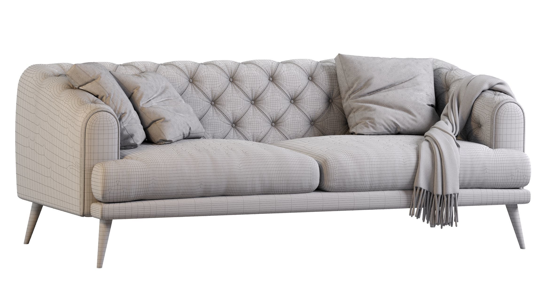 Earl Gray Modern Chesterfield Sofa 3D model_8