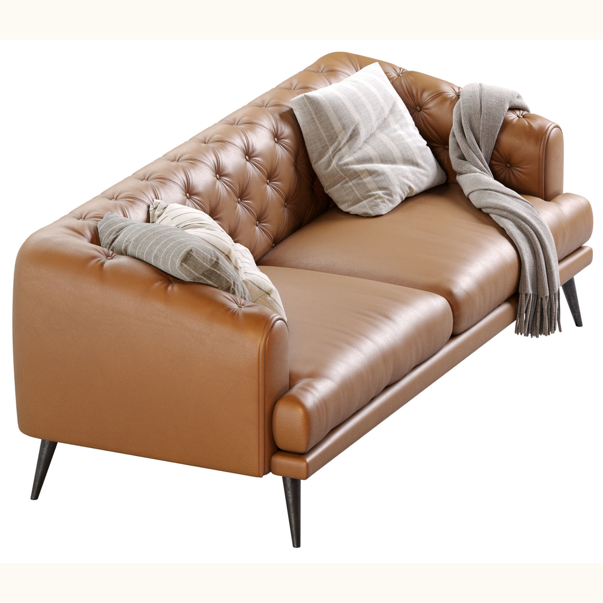 Earl Gray Modern Chesterfield Sofa 3D model_12