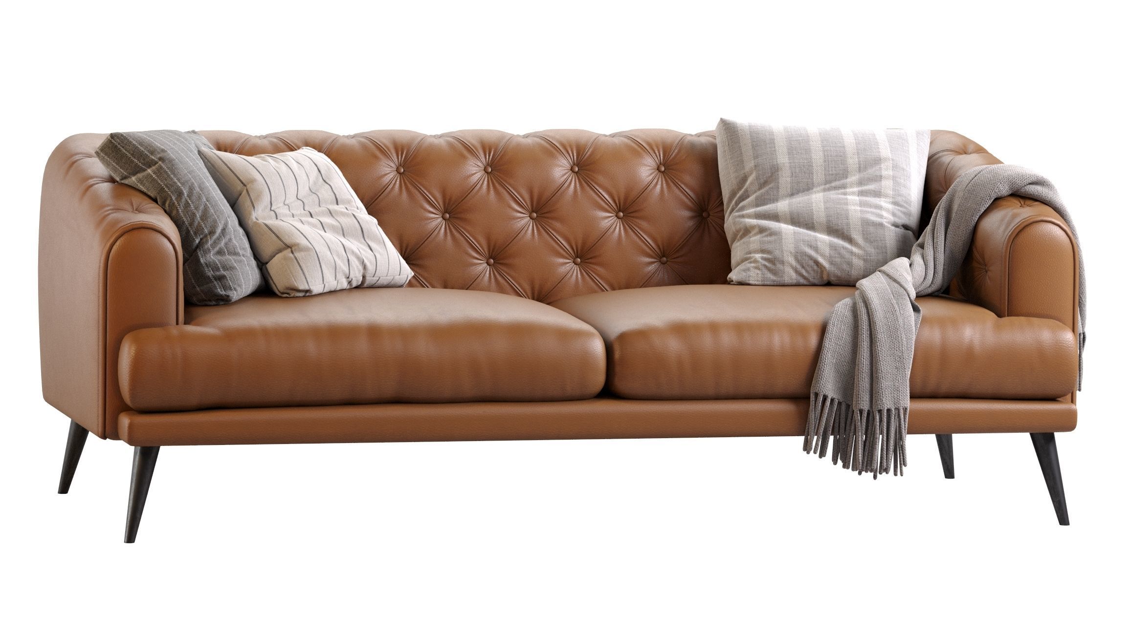 Earl Gray Modern Chesterfield Sofa 3D model_1