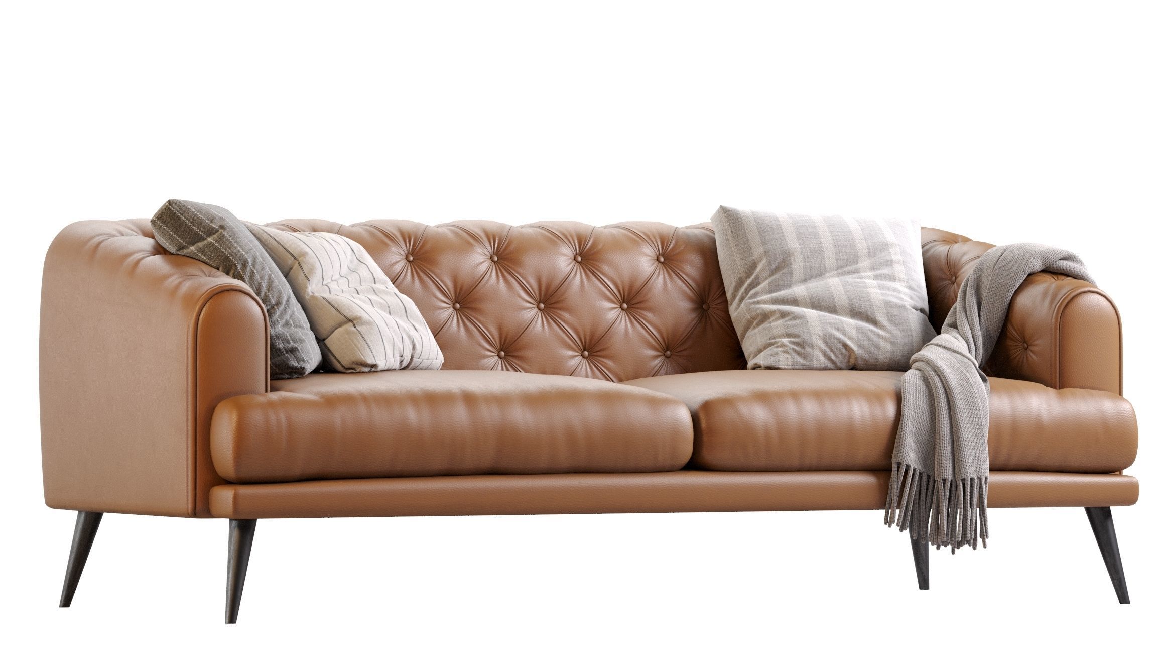 Earl Gray Modern Chesterfield Sofa 3D model_5