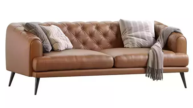 Earl Gray Modern Chesterfield Sofa 3D model