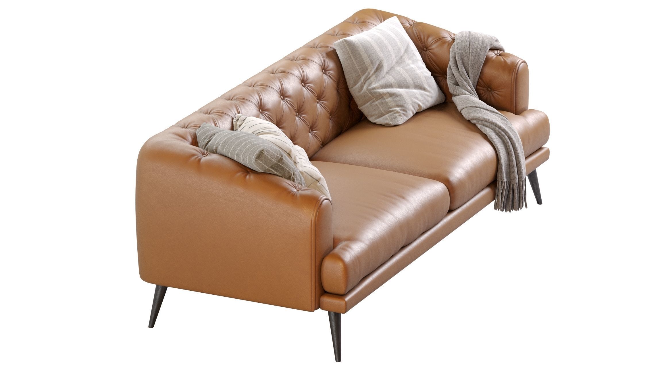 Earl Gray Modern Chesterfield Sofa 3D model_3