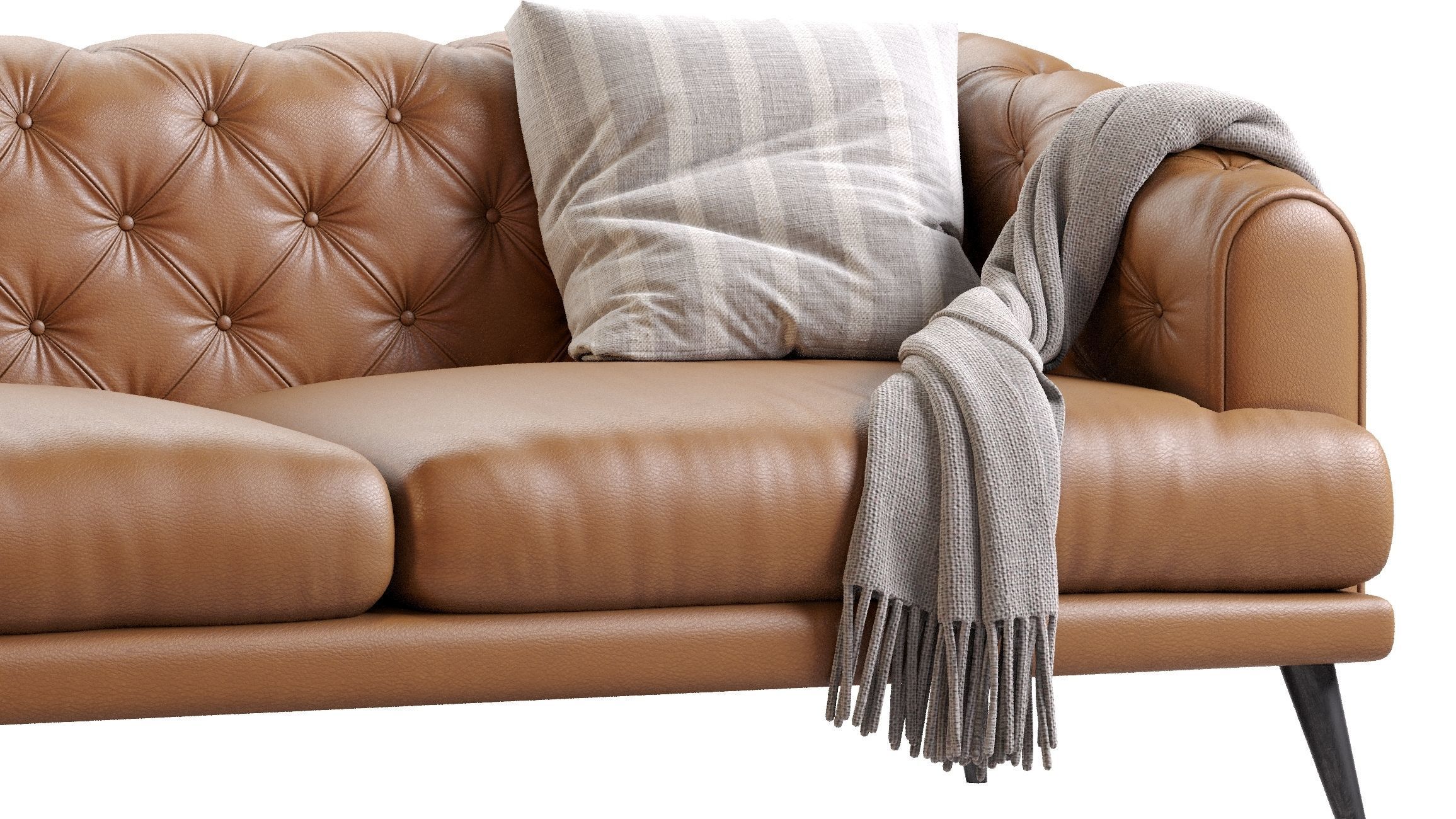 Earl Gray Modern Chesterfield Sofa 3D model_7