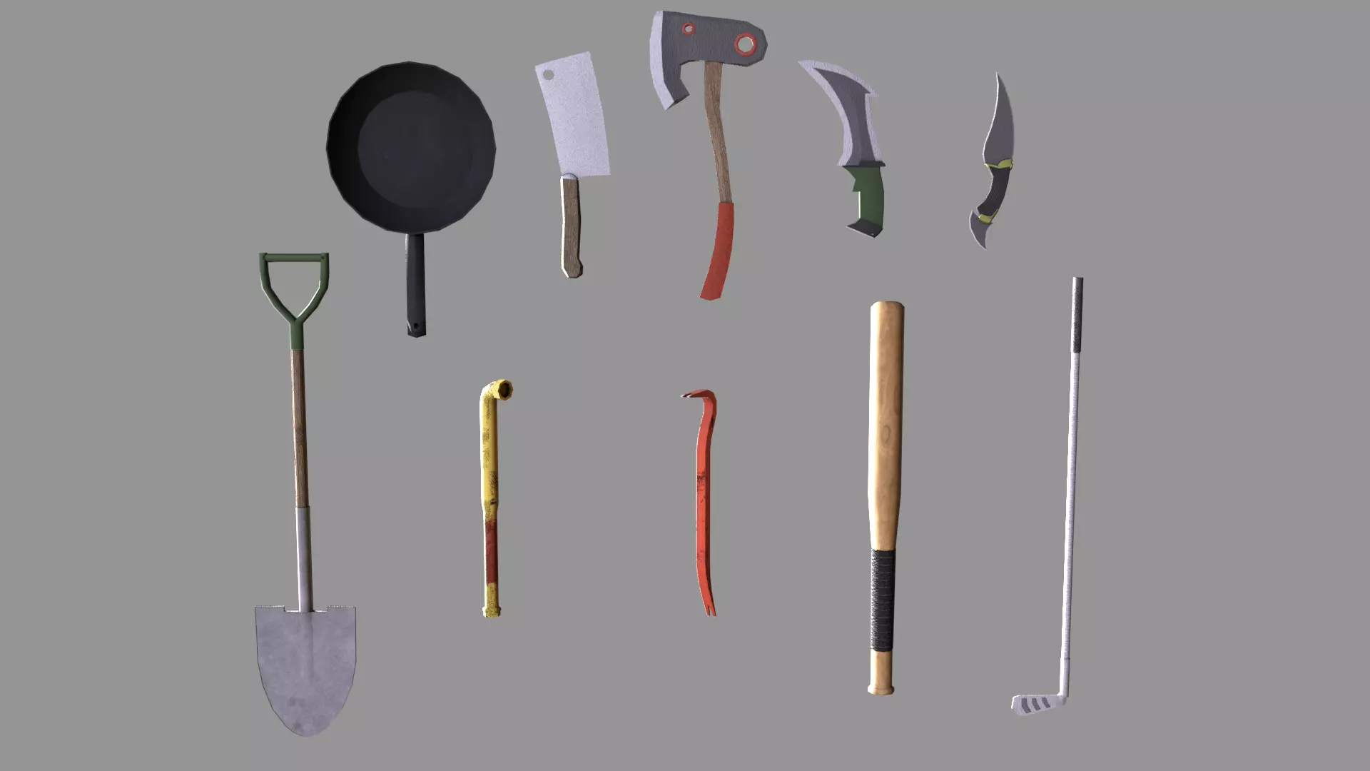 Low Poly Melee Weapons Pack  Low-poly 3D model_0