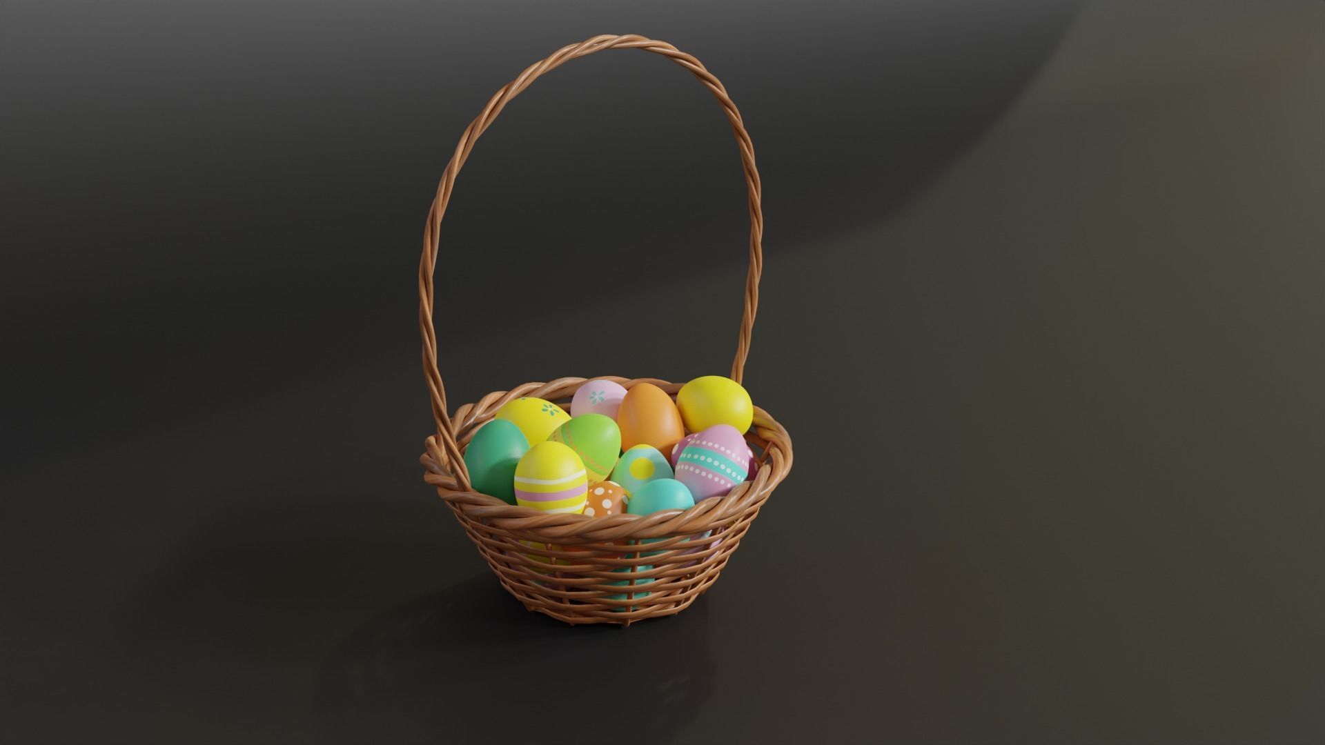 Easter Basket with Eggs 3D model_13