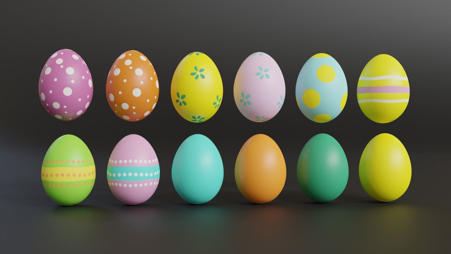 Easter Basket with Eggs 3D model_8