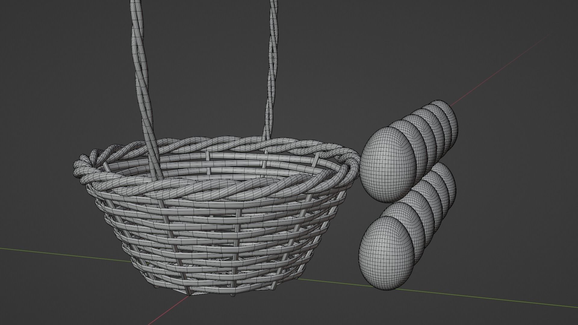 Easter Basket with Eggs 3D model_19