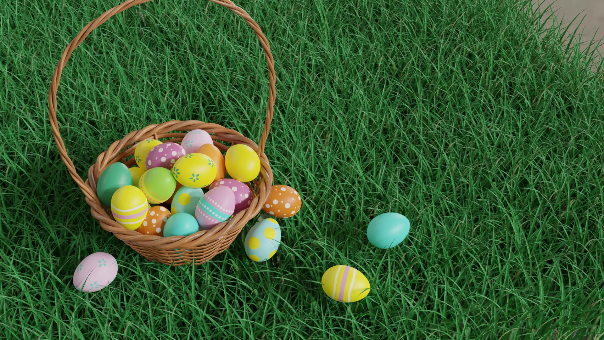Easter Basket with Eggs 3D model_0