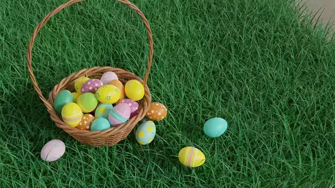 Easter Basket with Eggs 3D model